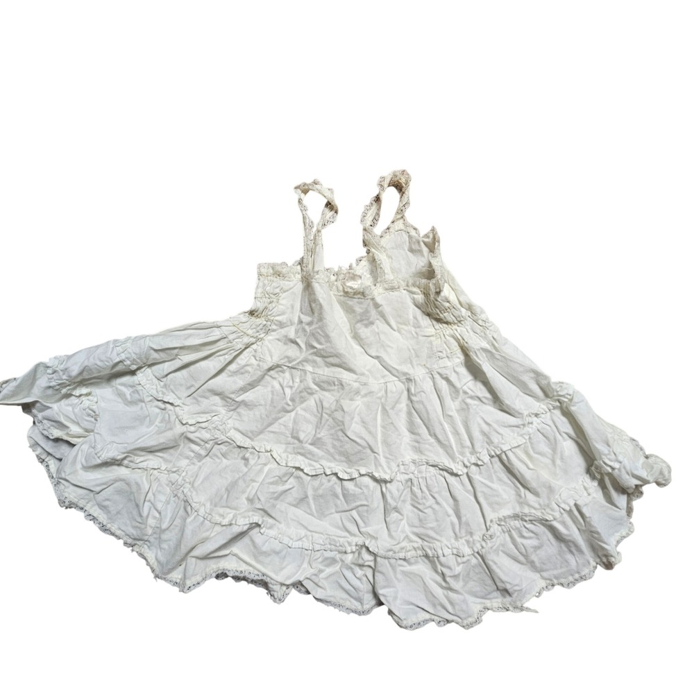 Vintage Sleeveless Embroidery Ruffle Lace Tiered Dress Girls 2T Cottagecore - Picture 2 of 7